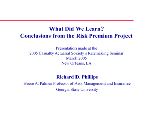 Risk Premium Project – Phase 3 Update