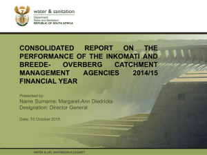 Overberg Catchment Management Agencies 2014/15 Financial Year