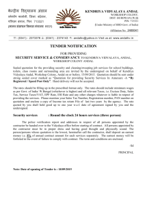 TENDER NOTICE for SECURITY & CONSERVANCY