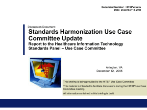 Report to HITSP Use Case Committee