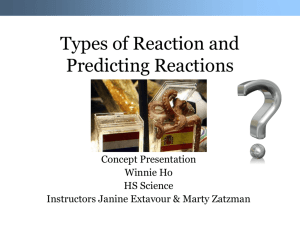 Types of Reaction and Prediction Reactions