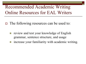 Recommended Academic Writing Online Resources for EAL Writers