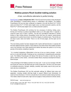 Watkiss powers Ricoh booklet making solution