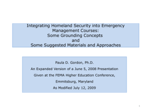 Integrating Homeland Security into Emergency Management
