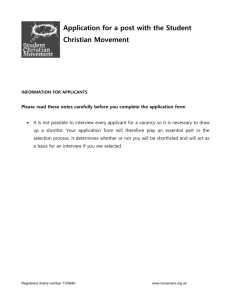 application form - Student Christian Movement