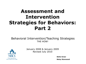 Assessment & Intervention Strategies for Behavior