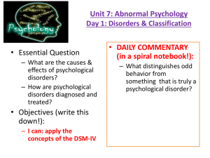 Day 7.1 - Unit Intro & DSM-IV PPT