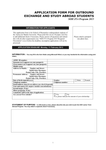 APPLICATION FORM FOR OUTBOUND EXCHANGE AND STUDY