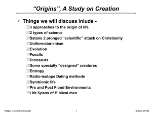 “Origins”, A Study on Creation