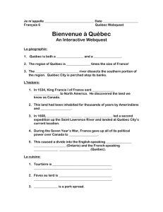 Quebec Webquest