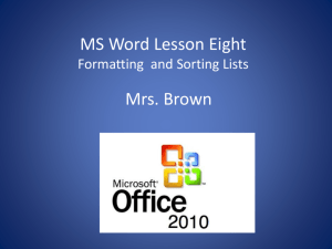 Introduction to MS Word - BBrown-IBA