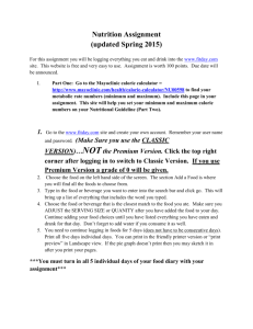 Nutrition Assignment (updated Spring 2015)