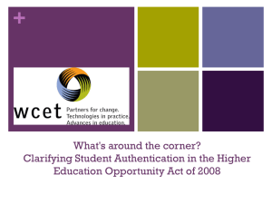 What's around the corner? Clarifying Student Authentication in the