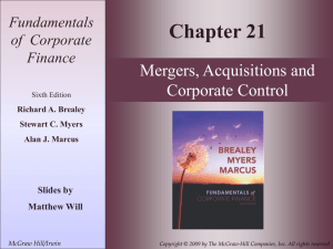 Chapter 21: Mergers, Acquisitions, and Corporate Control