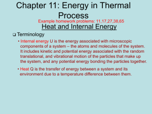 Lecture 11: Energy in Thermal Process