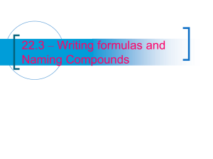 22.3 – Writing formulas and Naming Compounds