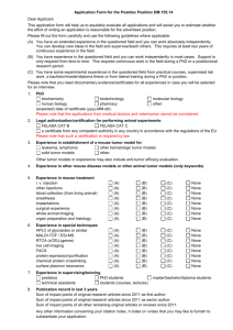 Application Form for the Postdoc Position DM.155.14 Dear Applicant