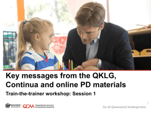 Key messages from the QKLG, continua and online PD materials