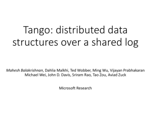 Tango: distributed data structures over a shared log