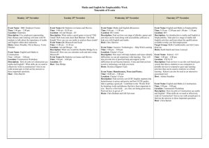 Maths and English for Employability Week Timetable