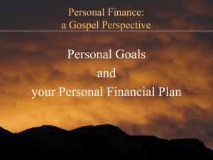 Your Personal Financial Plan and Goals