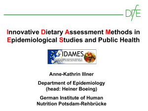 IDAMES Innovative Dietary Assessment Methods in Epidemiological