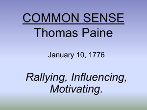 COMMON SENSE Thomas Paine - CLIO History Journal