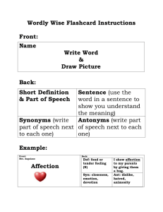 Wordly Wise Flashcard Instructions Front