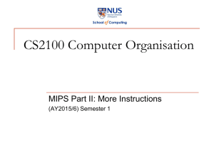 MIPS II: More Instructions