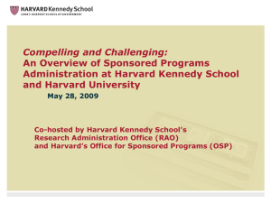 An Overview of Sponsored Programs Administration at Harvard