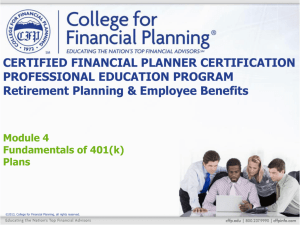 401(k) - College for Financial Planning