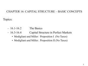 Chapter 16 (1): Capital structure: Basics