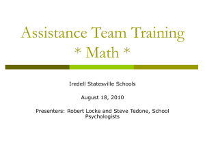 Assistance Team Training * Math - Iredell