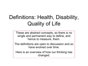 Definitions: Health, Disability, Quality of Life