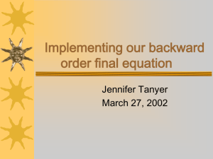 Implementing our backward order final equation