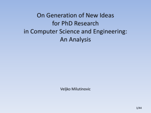 On Generation of New Ideas for PhD Research in Computer Science