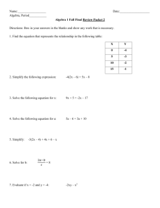 12-11 Algebra Fall Final Review Packet 2