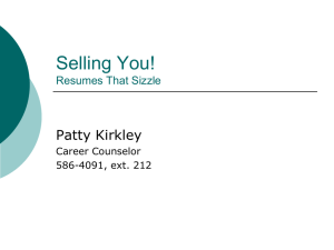 Selling You! Resumes That Wow, Letters With Sizzle