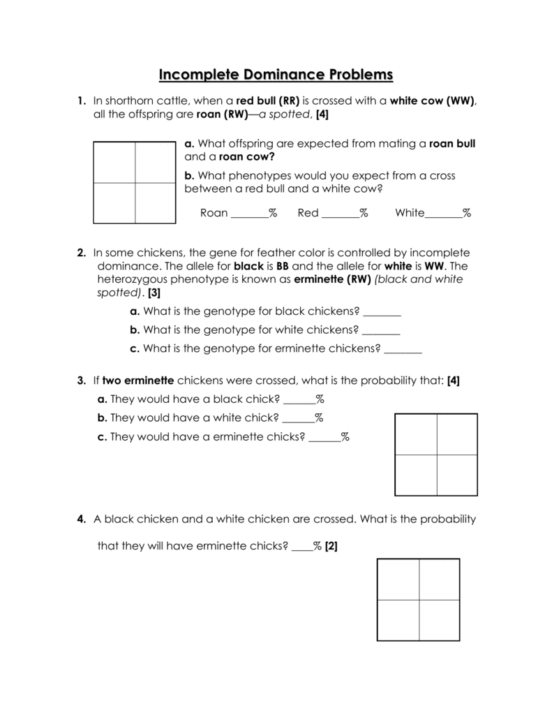 Practice Codominance And Incomplete Dominance Worksheets Ans
