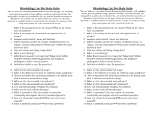 Microbiology Unit Test Study Guide - Ms. Keener
