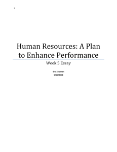 Human Resources: A Plan to Enhance Performance