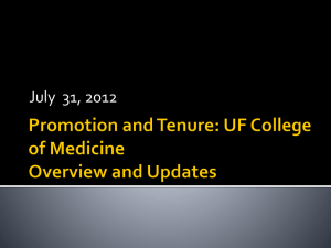 Promotion and Tenure: UF College of Medicine Overview and Updates