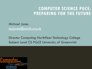 Computer Science PGCE Preparing for the Future