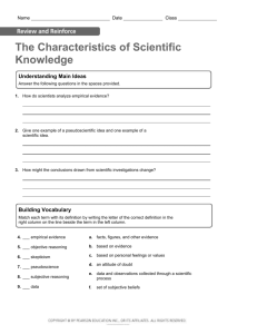 The Characteristics of Scientific Knowledge Understanding Main Ideas
