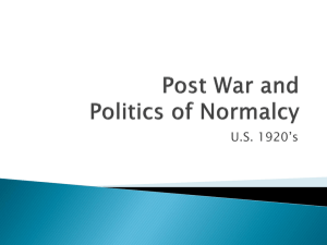 Post War and Politics of Normalcy