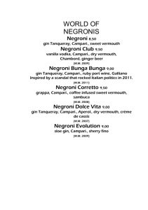 WORLD OF NEGRONIS Negroni 8,50 gin Tanqueray, Campari1