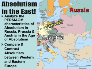 Russia Austria Analyze the PERSIAGM characteristics of Absolutism