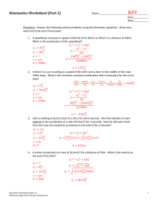 Kinematics Worksheet (Part 2)