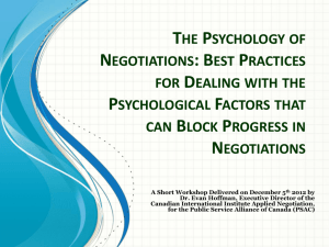 The Psychology of Negotiations