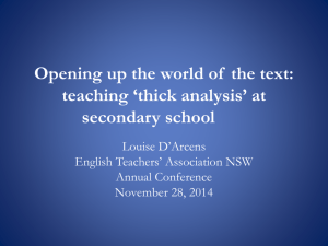 Opening up the world of the text: teaching 'thick analysis'
